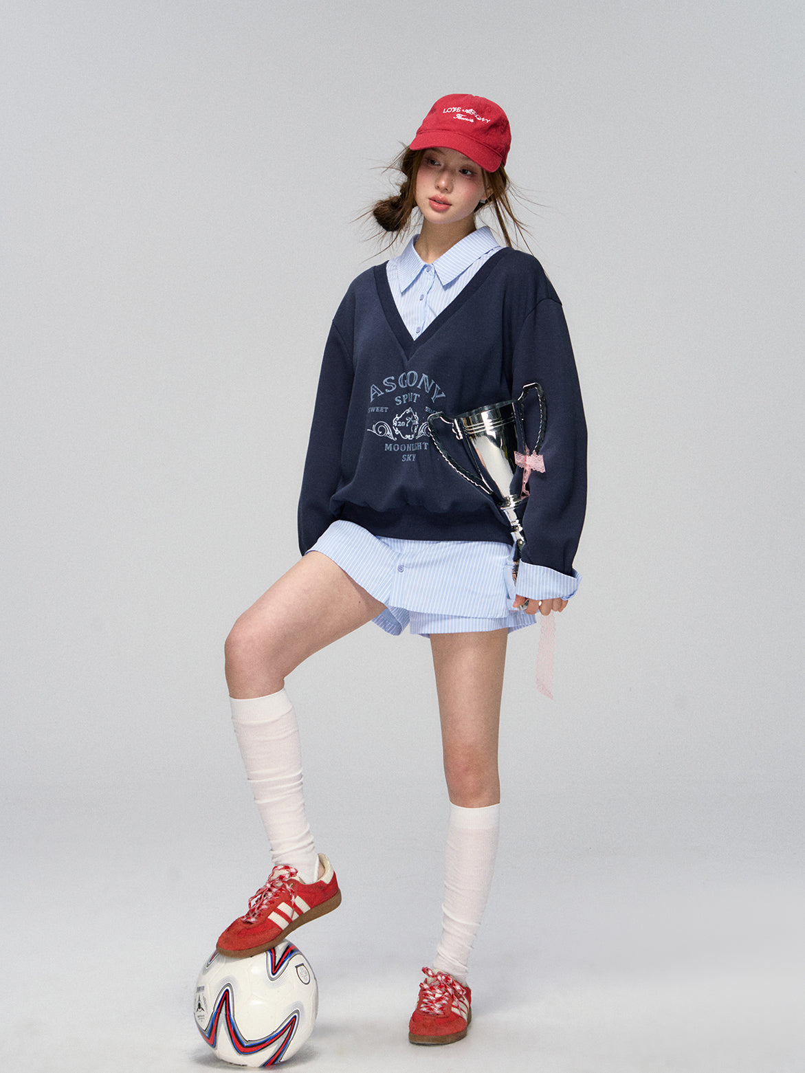 Yellow & Navy Collegiate Butterfly Sweatshirt & Skirt Set - CHINASQUAD