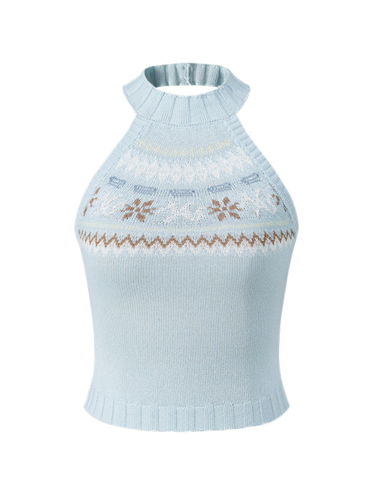 Fair Isle High-Waist Backless Top - CHINASQUAD