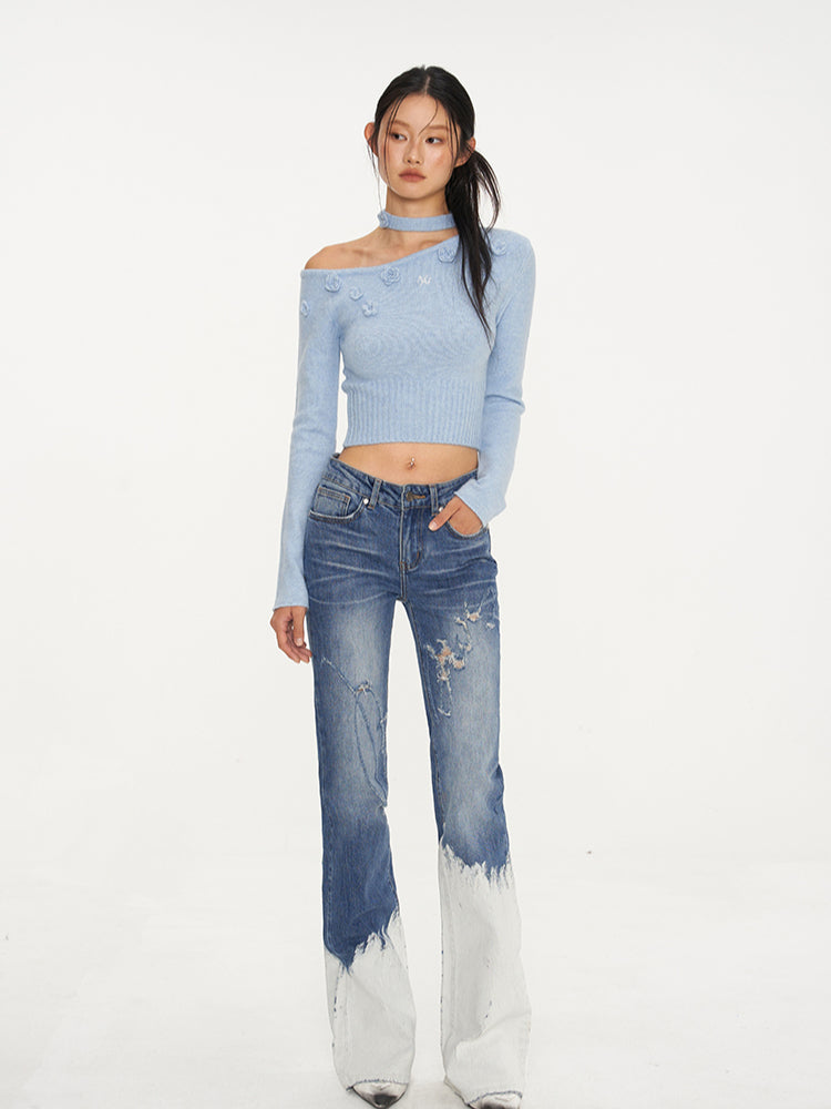 Wild Rose Knit Crewneck Sweater - CHINASQUAD