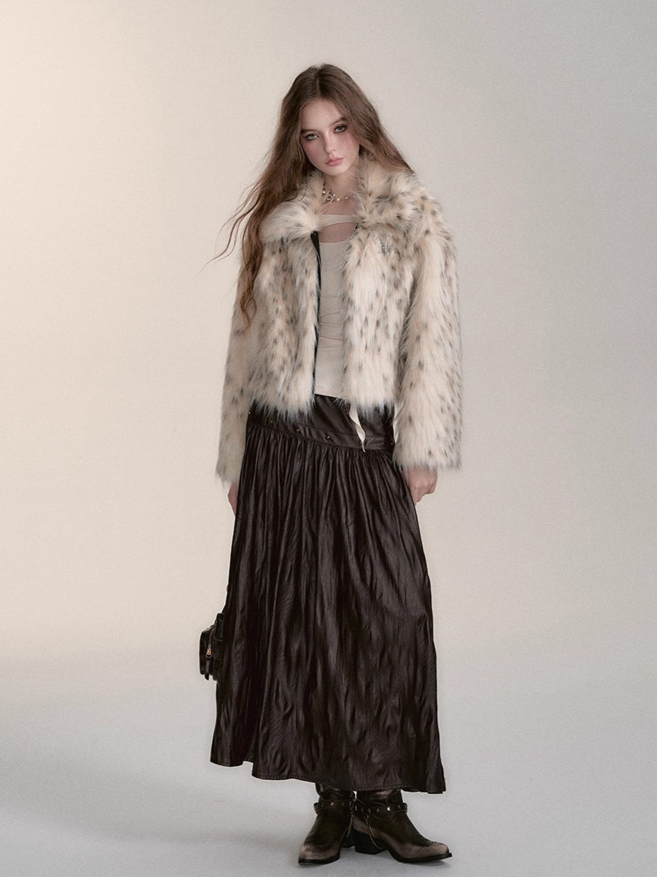 Dark Coffee PU Midi Skirt