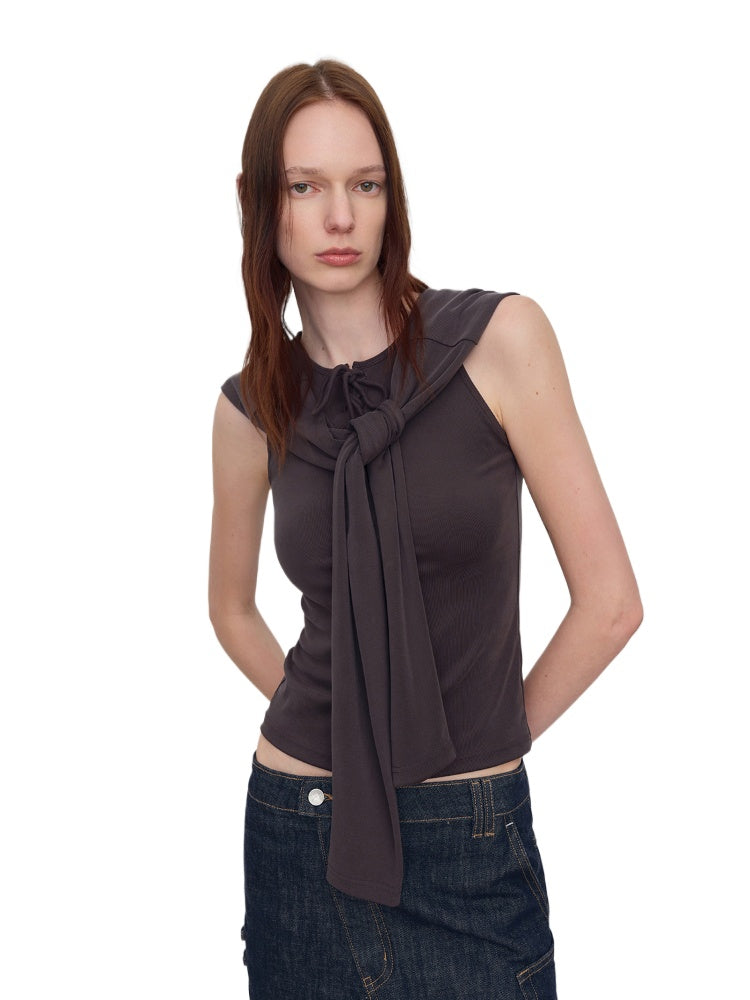 Stretch-Fit Knit Tied Tank Top - CHINASQUAD