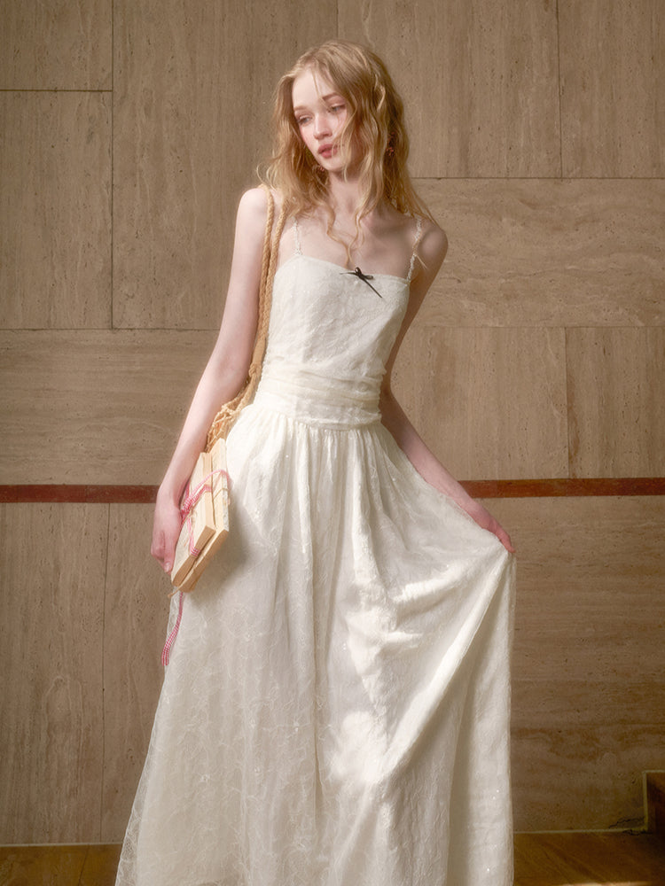 Lace Sequin Shimmer Waist - Cinching Camisole Dress - CHINASQUAD