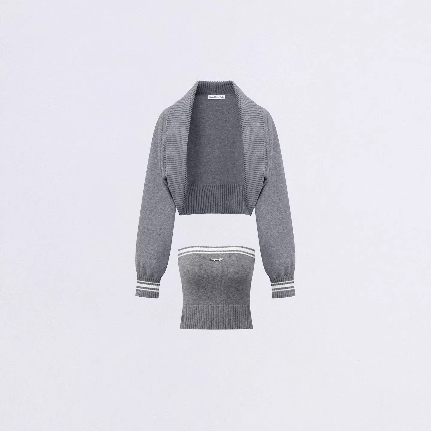 Contrast Batwing Knit 2-Piece Set