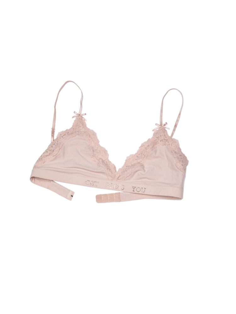 Lace Triangle Cup Bra Without Underwire - CHINASQUAD