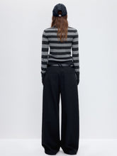 Striped Wool Blend Half-Zip Sweater - CHINASQUAD