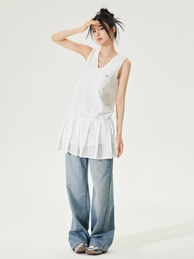 V-neck Tie-up Sleeveless Dress - CHINASQUAD