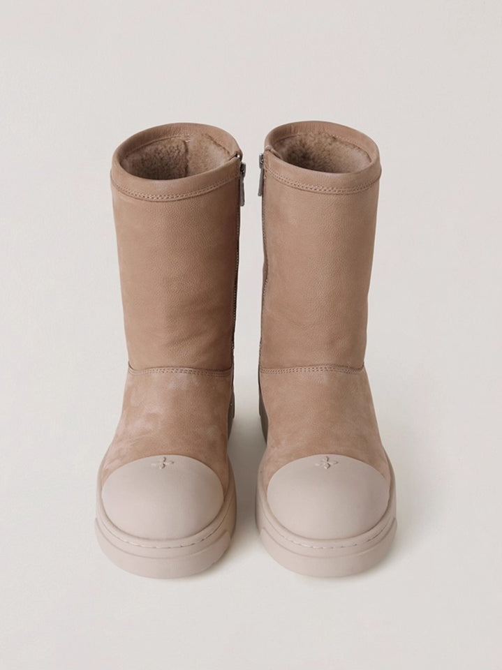 Sherpa Leather Wool Snow Boots