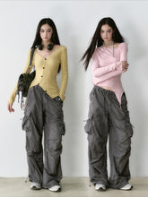 Mesh Pocket Cargo Wide-Leg Pants - CHINASQUAD