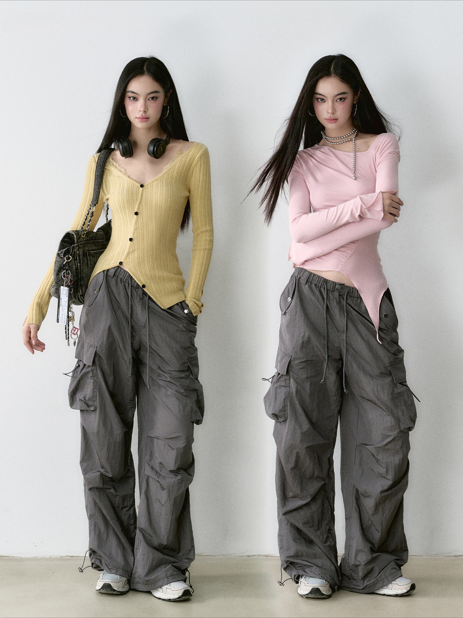 Mesh Pocket Cargo Wide-Leg Pants - CHINASQUAD