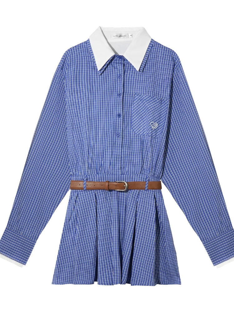 Shawl Fake Two-Piece Waist-Cinching A-Line Dress - CHINASQUAD