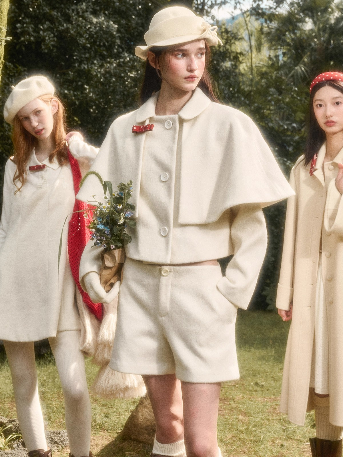 Sunday Wool Blend Cape Jacket & Shorts Set