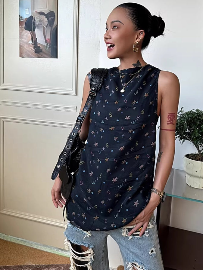 Relaxed Sleeveless Mid-Length Tank Top