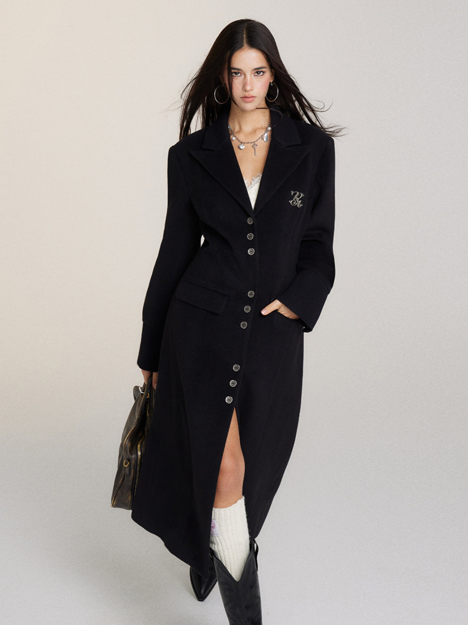Long Woolen Blazer Coat - CHINASQUAD