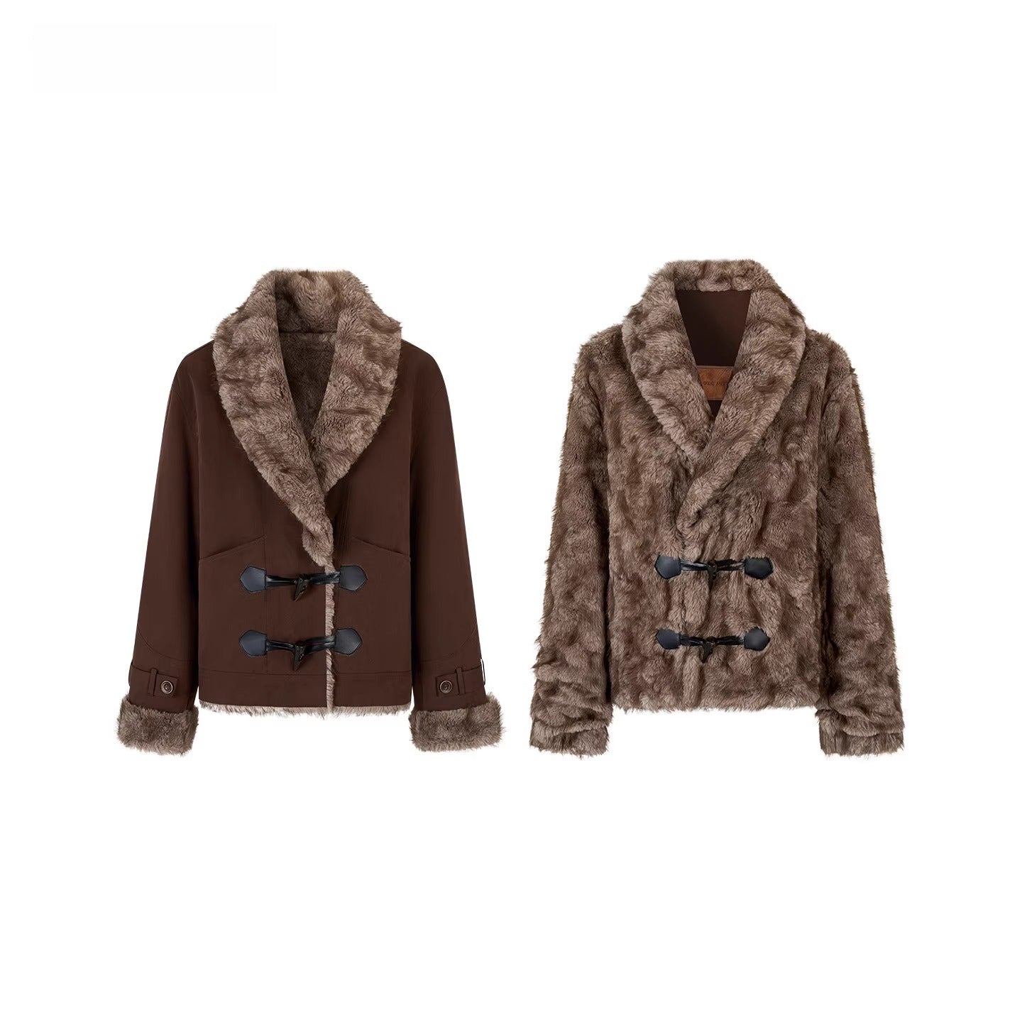 Reversible Faux Fur Toggle Jacket