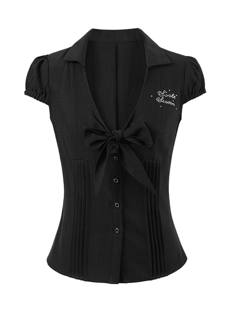 Bow - Accentuated Waist - Slimming Shirt Top - CHINASQUAD
