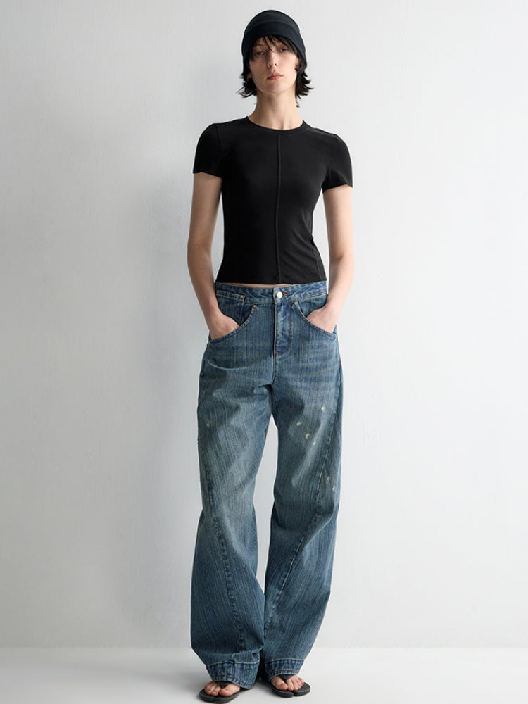 3D Cutting Micro Curved Knife Wide Leg Pants - CHINASQUAD