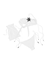 White Jacquard Halter-Tie Bikini - CHINASQUAD