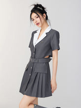 Colorblock Waist-Exposing Blazer Skirt - CHINASQUAD