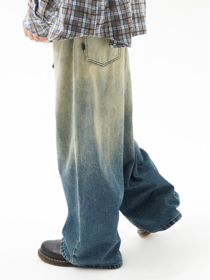 Gradient Washed Vintage Denim Jeans - CHINASQUAD