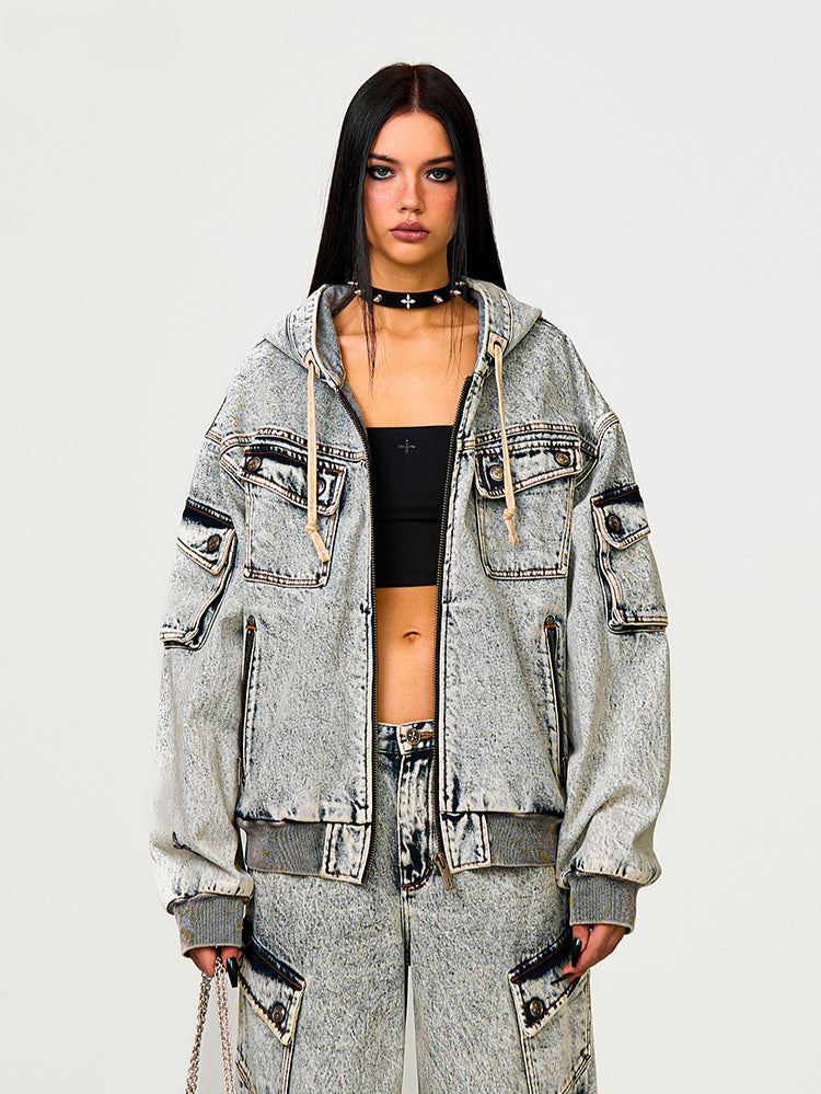 Garden Oversized Denim Hoodie - CHINASQUAD