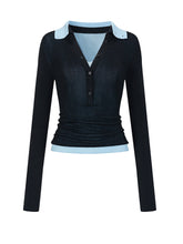 Brown & Black Mock Two-Piece V-Neck Sweater - CHINASQUAD