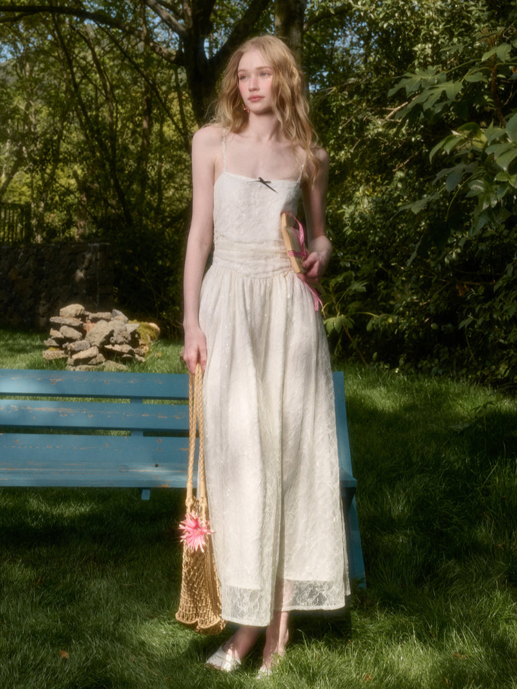 Lace Sequin Shimmer Waist - Cinching Camisole Dress - CHINASQUAD
