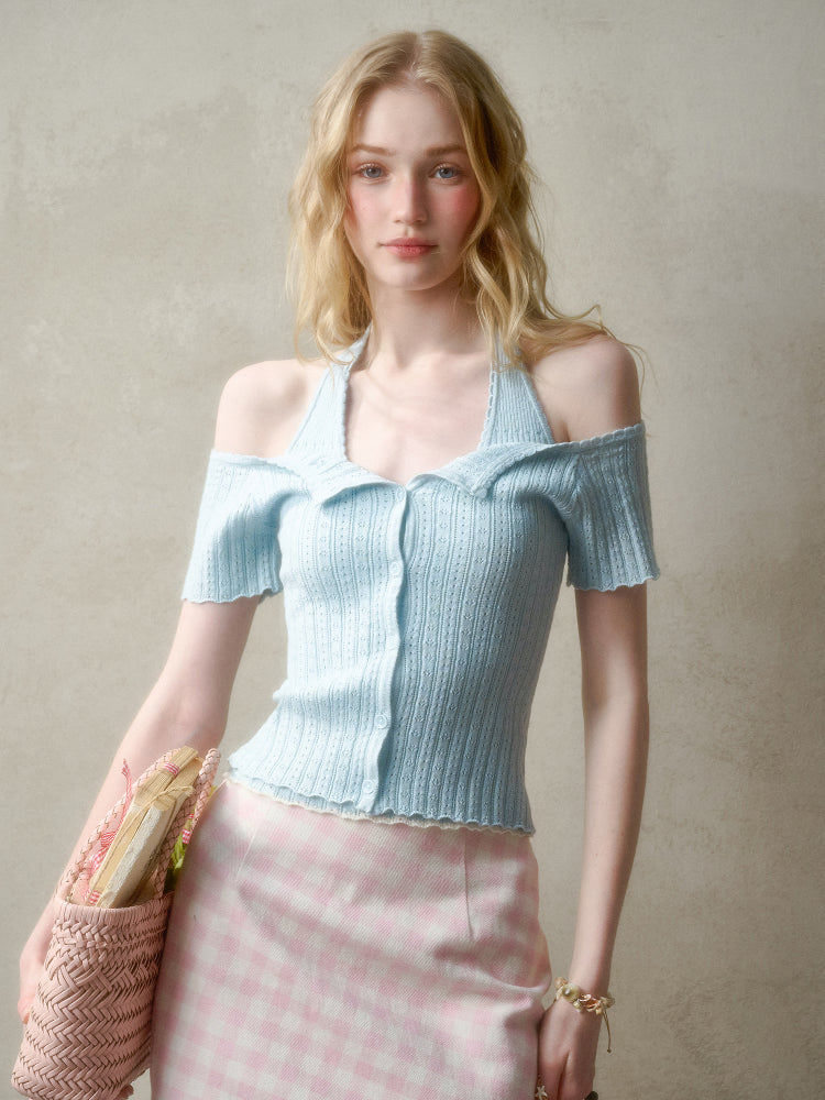 Summer-Colored One-Shoulder Cardigan - CHINASQUAD