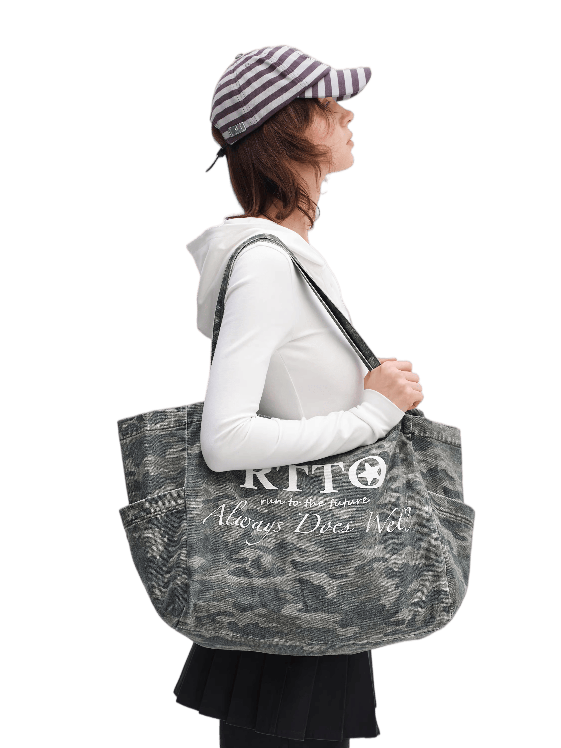 Washed Camouflage Canvas Tote Bag