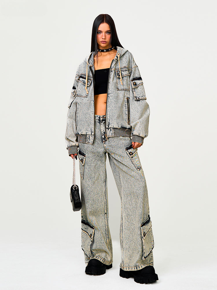 Garden Oversized Denim Hoodie - CHINASQUAD