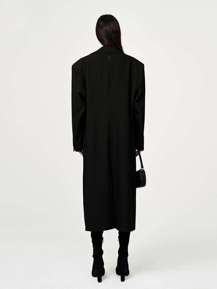 Black Oversized Vintage Coat - CHINASQUAD