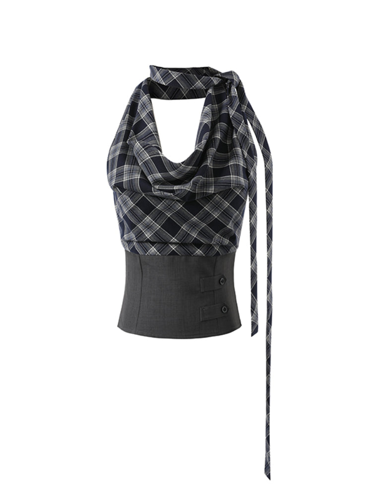 Checkered Halter Top & Pants Set - CHINASQUAD