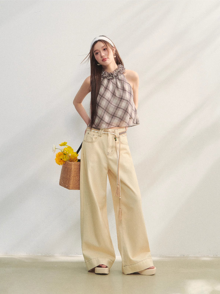 Ruched Ruffle Halter Top - CHINASQUAD