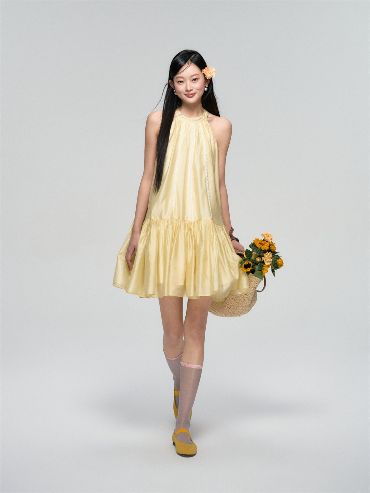 Halter Neck Tencel Lace Beach Dress - CHINASQUAD