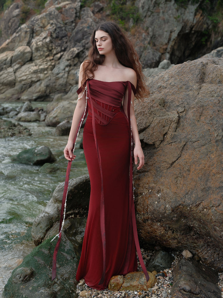 Pearl Strap Mermaid Dress - CHINASQUAD