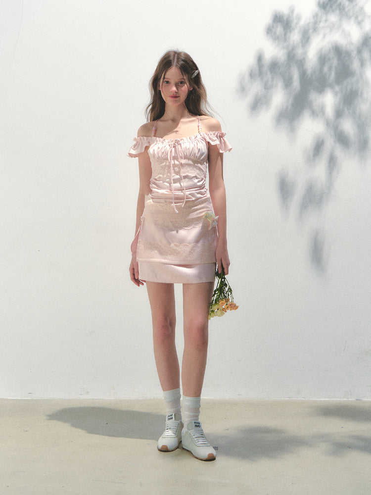 Lace 3D Flower A-line Skirt - CHINASQUAD