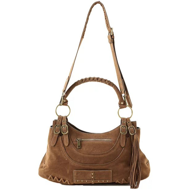 Vintage Studded Fringe Punk Shoulder Bag