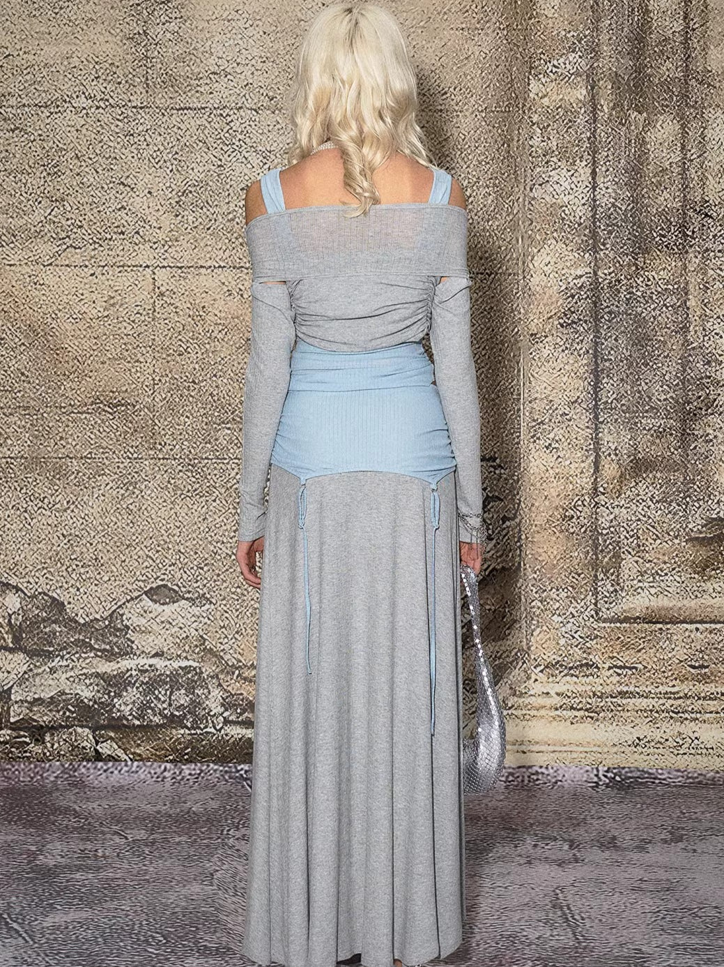 Layered Knit Top & Maxi Skirt Set