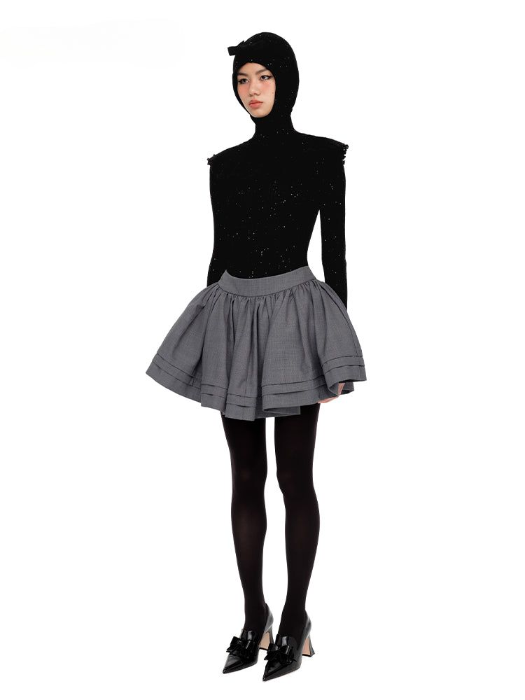 Black High Neck Knitted Bodysuit - CHINASQUAD