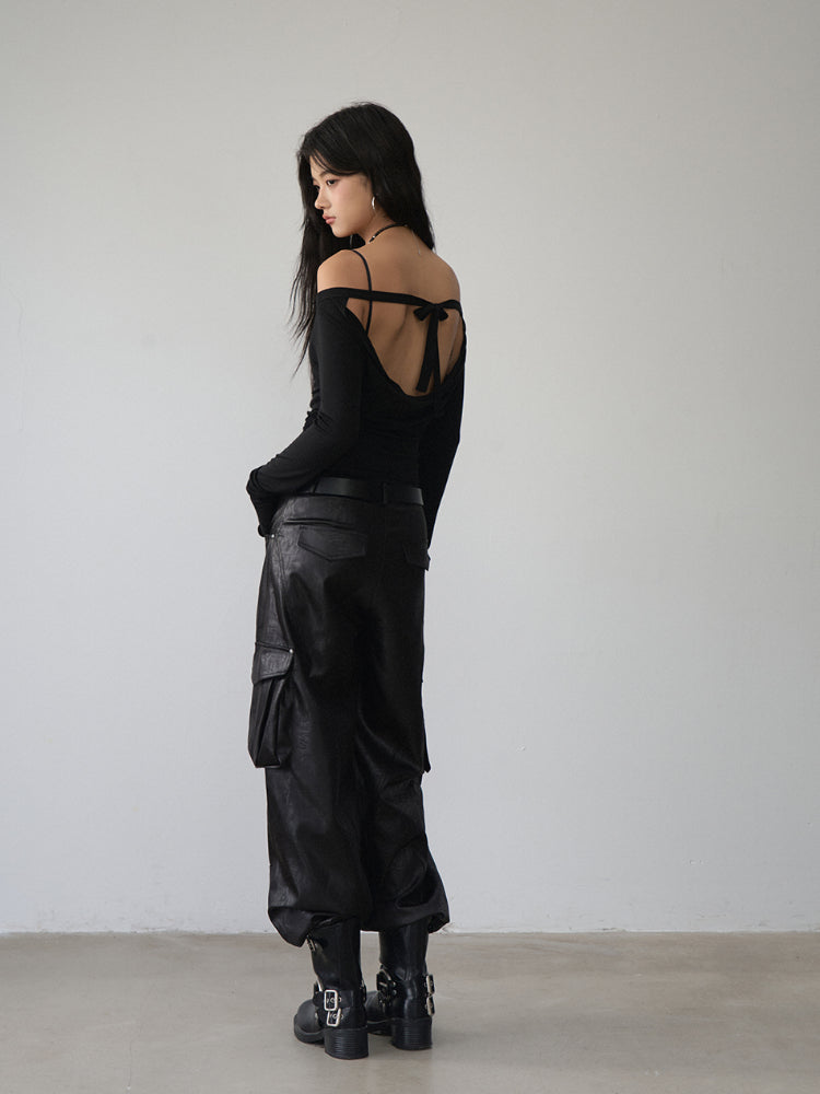 Reversible Off-shoulder Slim Long-sleeve T-shirt - CHINASQUAD