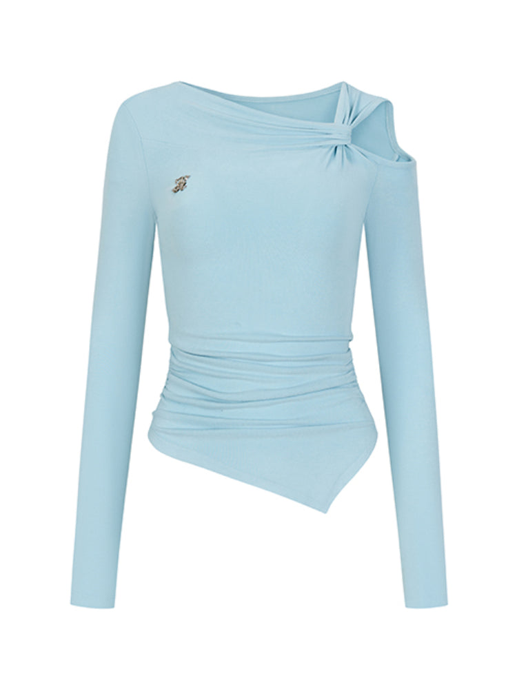 Shoulder Cutout Asymmetric Fitted T-shirt - CHINASQUAD