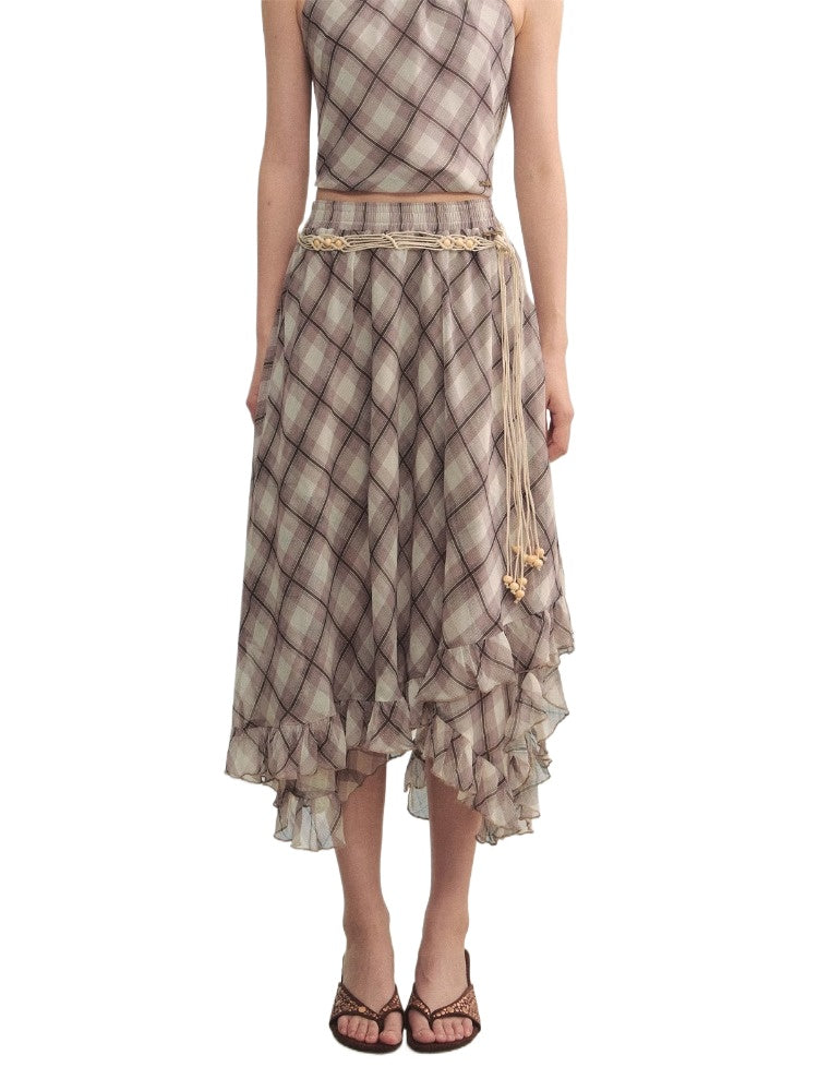 Irregular Ruffle  Top & Midi Skirt Set - CHINASQUAD