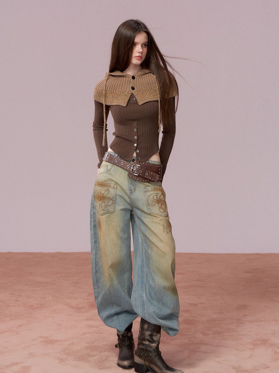 Knit Cardigan & Hooded Cape Set