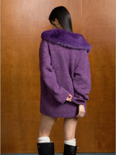 Removable Fur Collar Tweed V-neck Blouse - CHINASQUAD