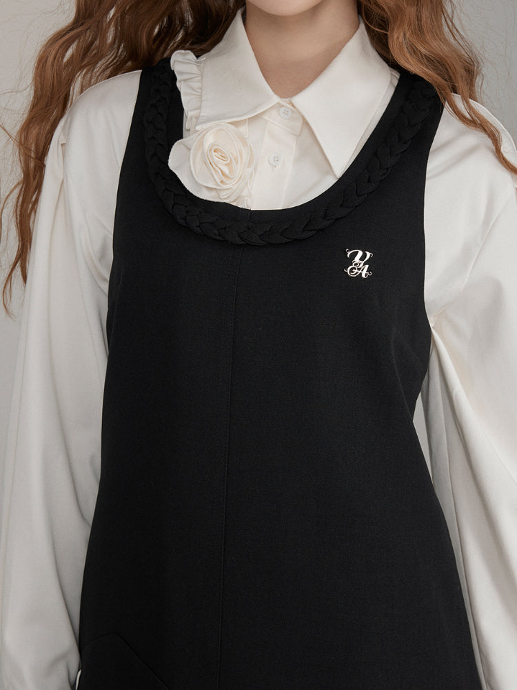 3D Rose Ruffle Long Sleeve Blouse - CHINASQUAD