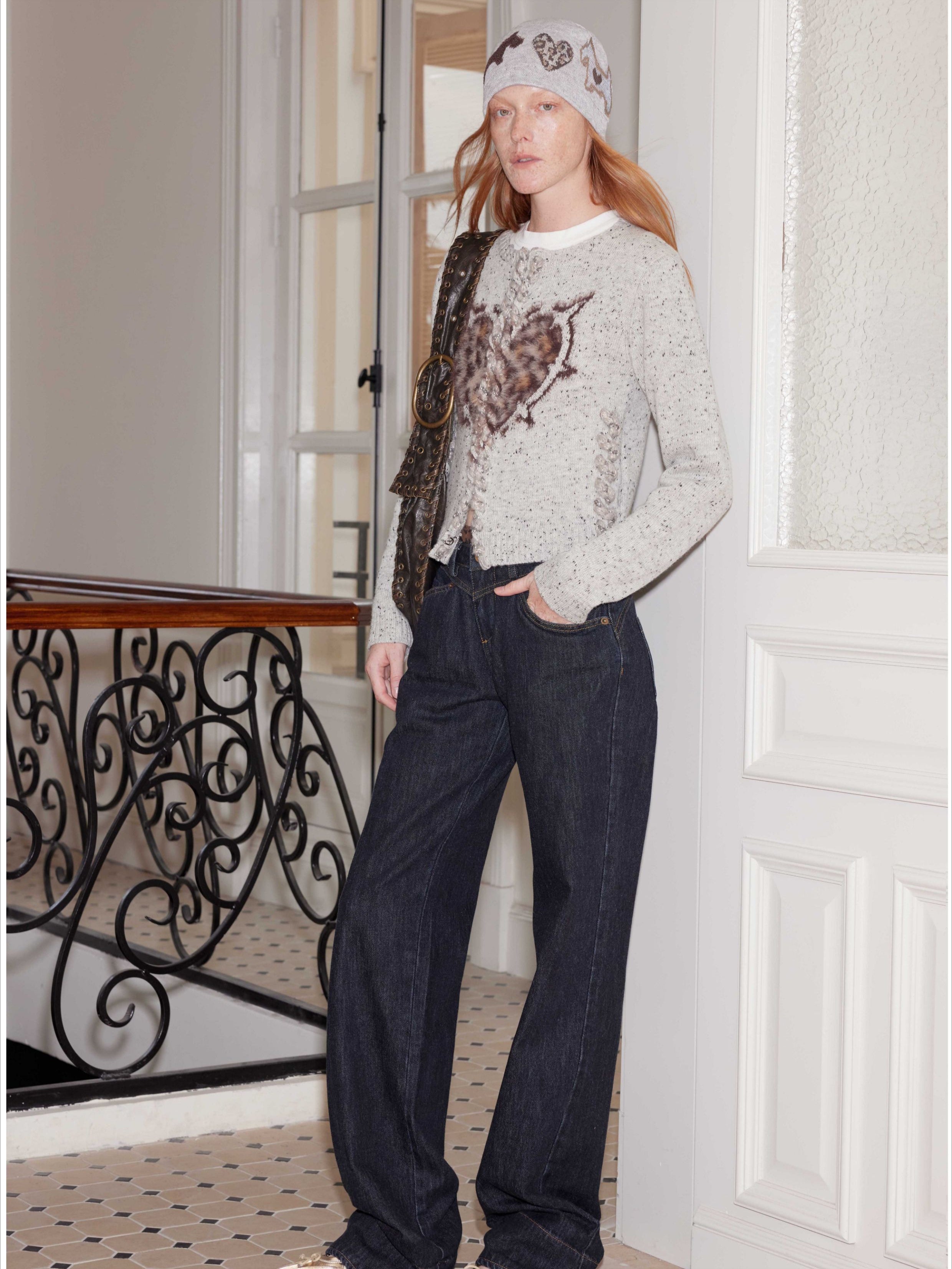 Leopard Print Love Dog Jacquard Wool Beanie - CHINASQUAD