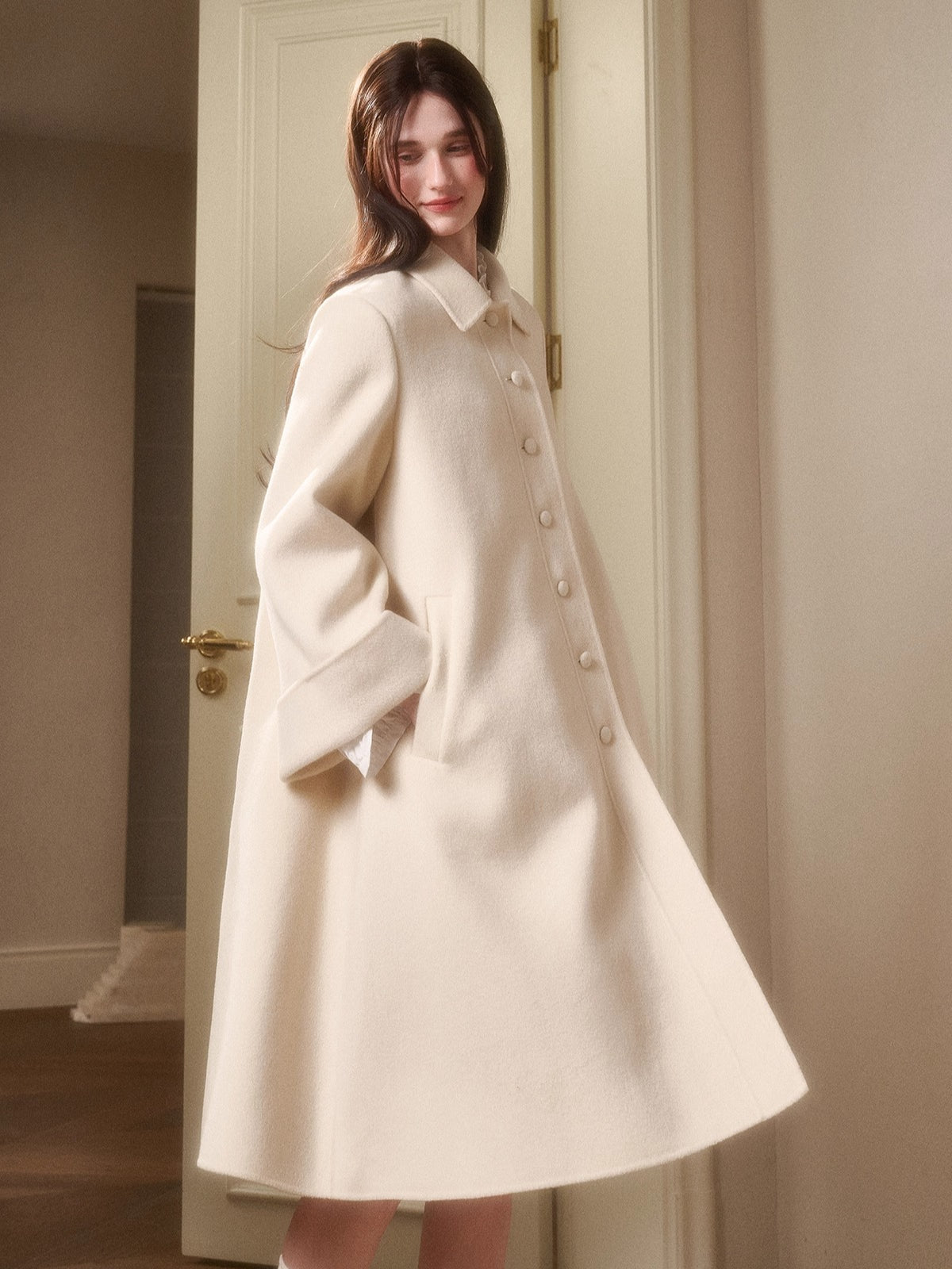 Playful Winter 100% Wool Cape Coat
