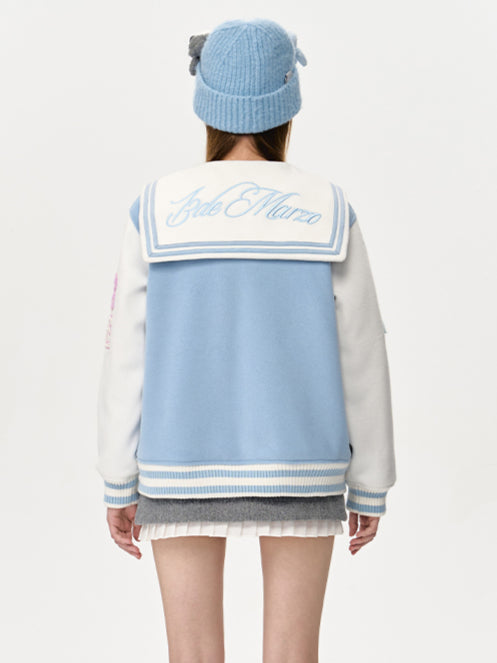 Blue & Gray Mermaid Baseball Jacket - CHINASQUAD