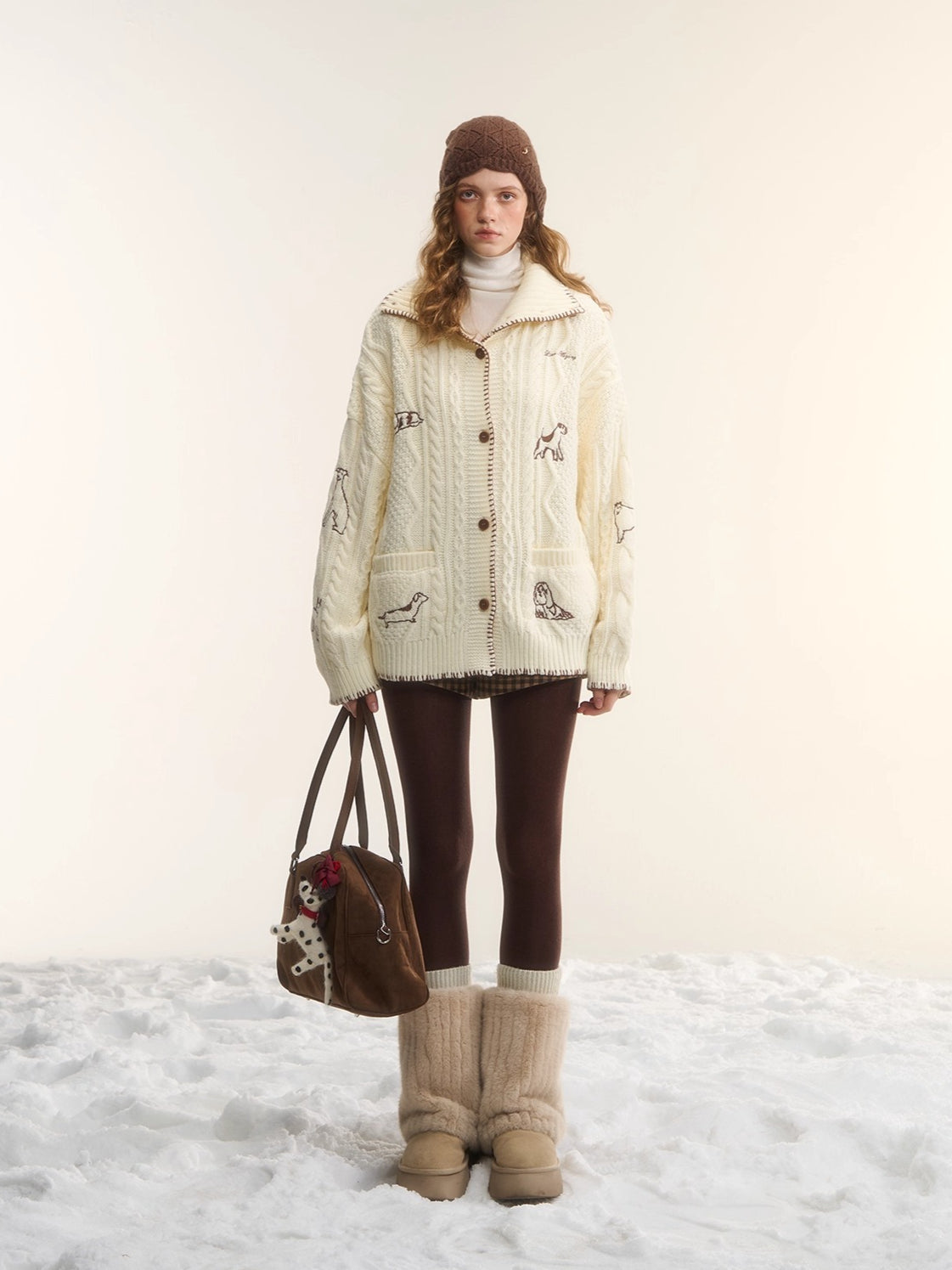 Stand-Collar Relaxed Cardigan