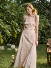 Washed Cotton Halter Long Dress - CHINASQUAD