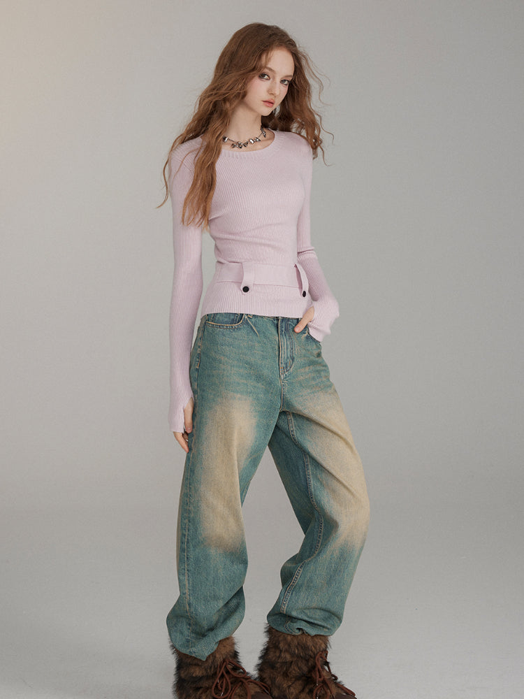 Washed Distressed Vintage Loose-Fit Denim Jeans - CHINASQUAD